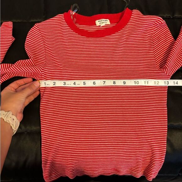 Heart & Hips Red Striped Cropped Long Sleeve Top Size Small - Picture 7 of 7